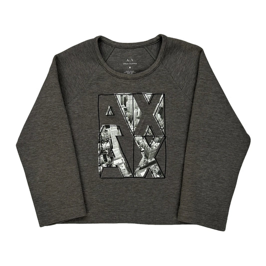 Armani Exchange Graphic Top - Medium Grey Cotton Blend