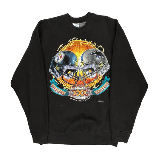 Made In USA, Steelers Vs Cowboys Super Bowl Xxx 1996 Salem Nfl Sweatshirt - Large Black Cotton Blend