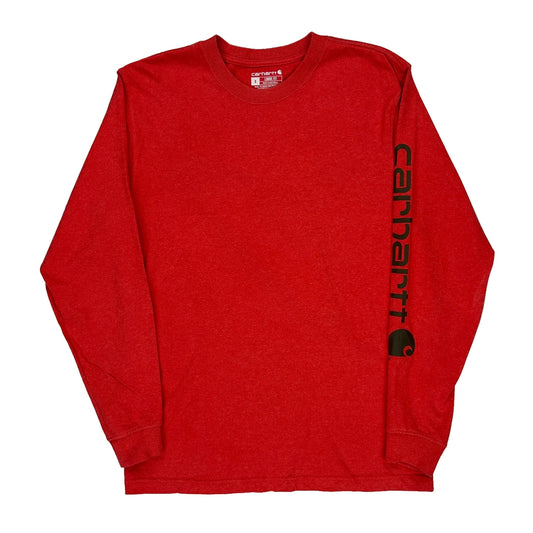 Carhartt Long Sleeve T-Shirt - Small Red Cotton