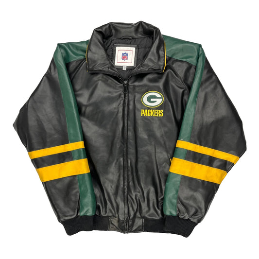 Packers Nfl Leather Jacket - Large Black Leather