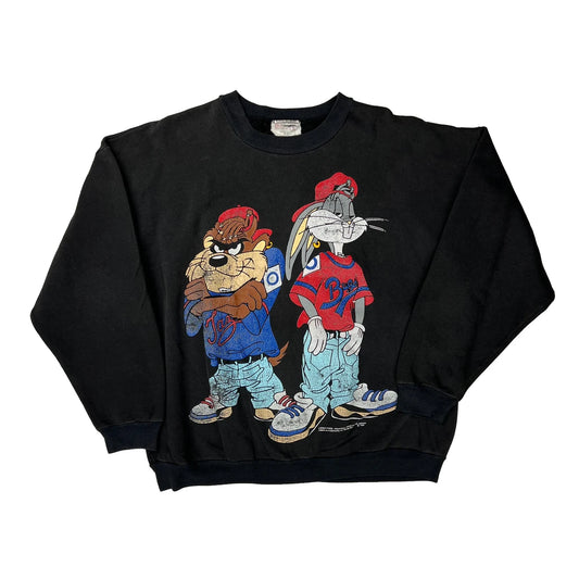 Bugs Bunny And Taz Looney Tunes Sweatshirt - Large Multicoloured Cotton