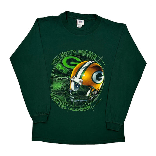 Vintage Green Bay Packers Nfl Long Sleeve T-Shirt - Medium Green Cotton