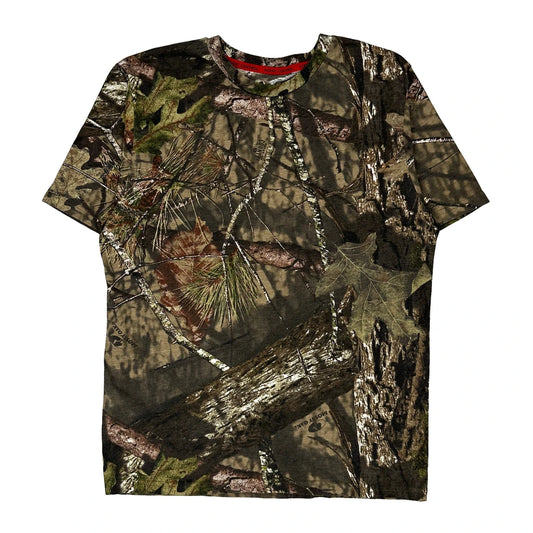 Vintage Mossy Oak Camo T-Shirt - Medium Khaki Cotton Blend