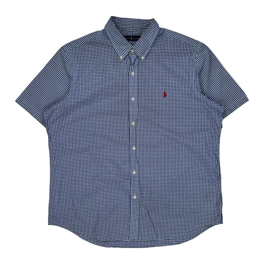 Ralph Lauren Checked Short Sleeve Shirt - XL Blue Cotton