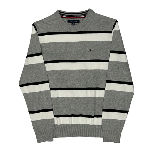 Tommy Hilfiger Striped Jumper - Medium Grey Cotton