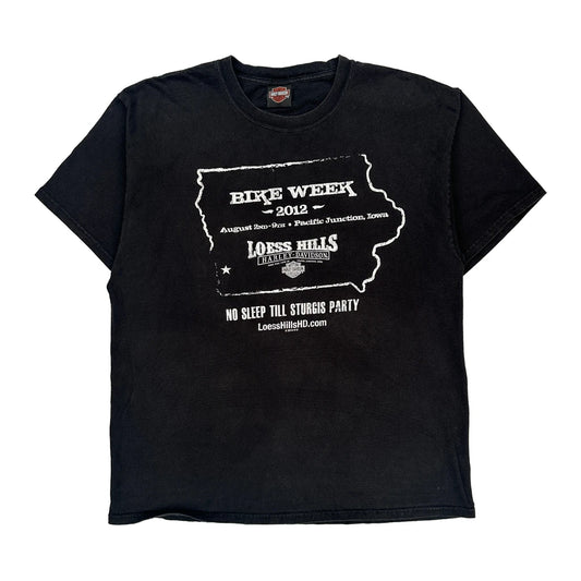 Bike Week 2012 Harley Davidson Graphic T-Shirt - Large Black Cotton