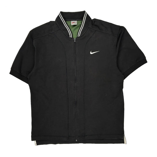 Nike Track Jacket - Large Black Cotton