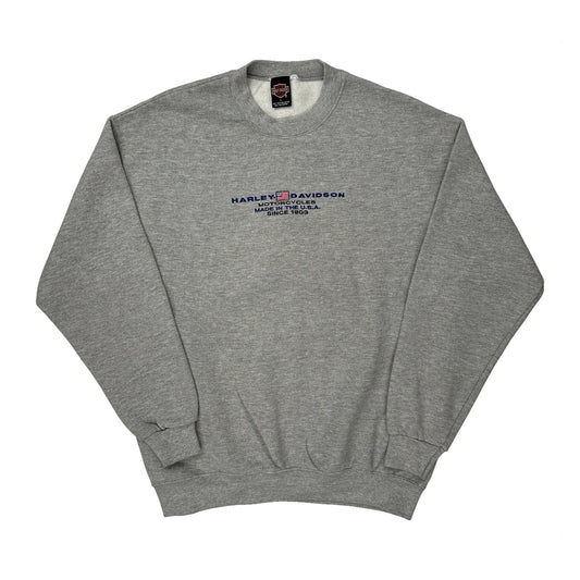 Made In The USA Harley Davidson Sweatshirt - Large Grey Cotton Blend