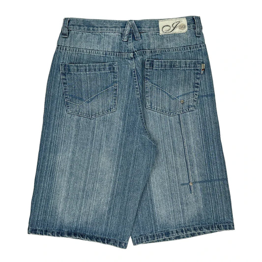 Vintage Indigo Denim Shorts - 34W 14L Light Wash Cotton