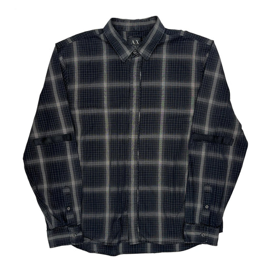 Armani Exchange Checked Shirt - Large Grey Cotton