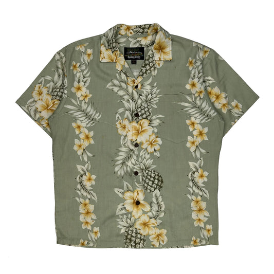 Hawaiian Reserve Floral Hawaiian Shirt - Small Green Viscose