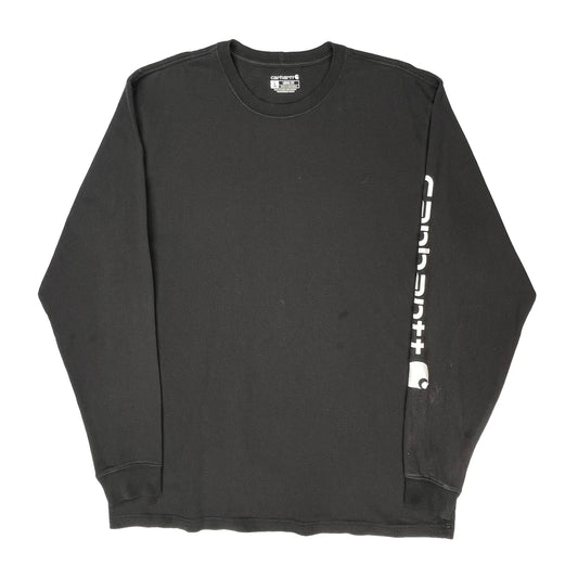 Carhartt Spellout Long Sleeve T-Shirt - Large Black Cotton