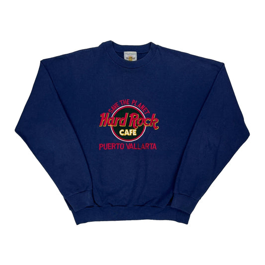 Puerto Vallarta Hard Rock Cafe Graphic Sweatshirt - Large Blue Cotton Blend