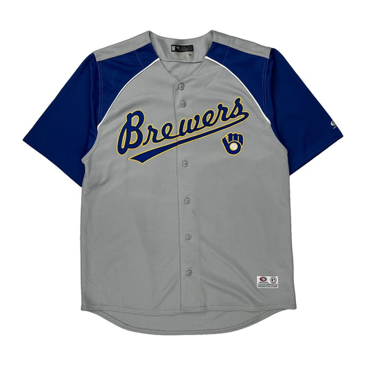 Brewers Majestic Mlb Jersey - Large Grey Polyester
