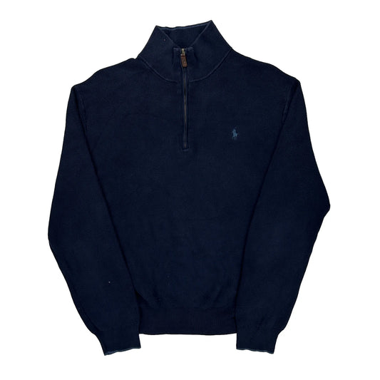 Polo By Ralph Lauren 1/4 Zip - Large Navy Cotton