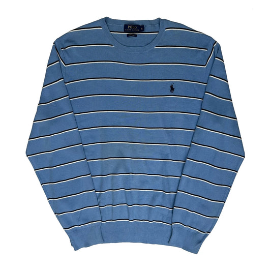 Polo By Ralph Lauren Striped Jumper - XL Blue Cotton