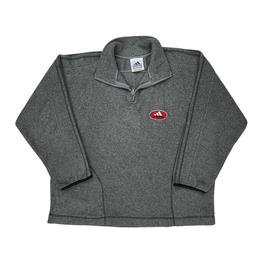 Vintage Adidas 1/4 Zip - Large Gray Polyester