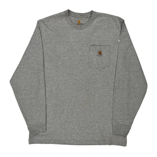 Carhartt Long Sleeve T-Shirt - Large Grey Cotton