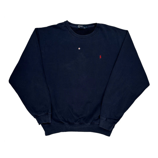 Polo By Ralph Lauren Sweatshirt - Large Navy Cotton Blend