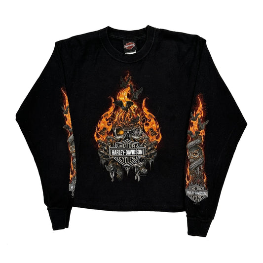 Skagit Harley-Davidson Harley Davidson Graphic Long Sleeve T-Shirt - Medium Black Cotton