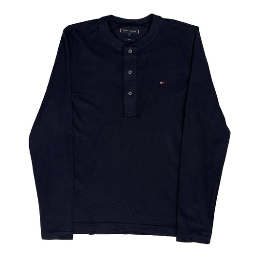 Vintage Tommy Hilfiger Slim Fit Long Sleeve T-Shirt - Small Black Cotton