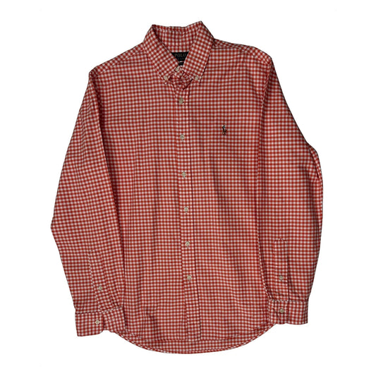 Classic Fit Polo By Ralph Lauren Checked Shirt - Medium Orange Cotton
