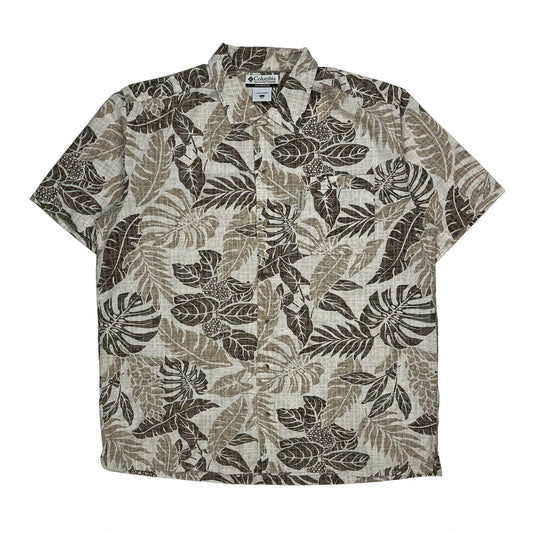 Columbia Floral Hawaiian Shirt - Large Brown Cotton