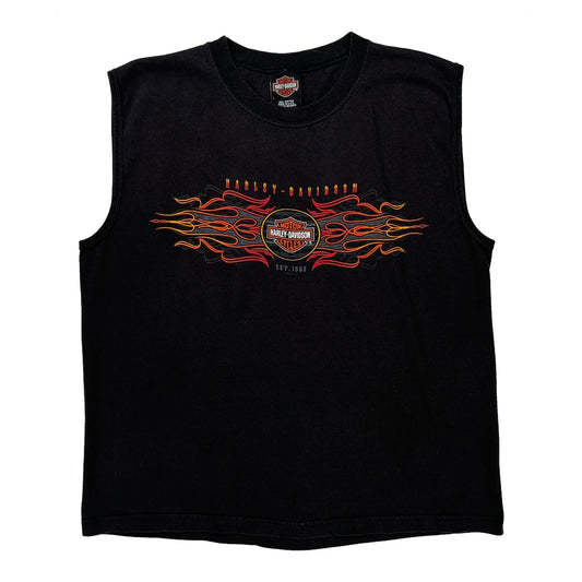 Rehoboth Beach Harley Davidson Graphic Vest - Large Black Cotton