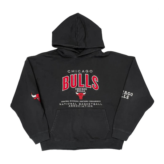Vintage Chicago Bulls Nba Graphic Hoodie - Large Black Cotton