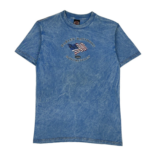 Age 14 Harley Davidson Graphic T-Shirt - Large Blue Cotton