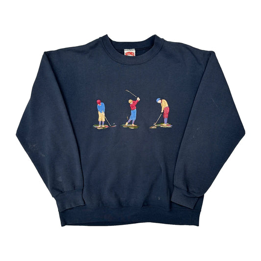 Made In USA Nutmeg Graphic Sweatshirt - Large Navy Cotton