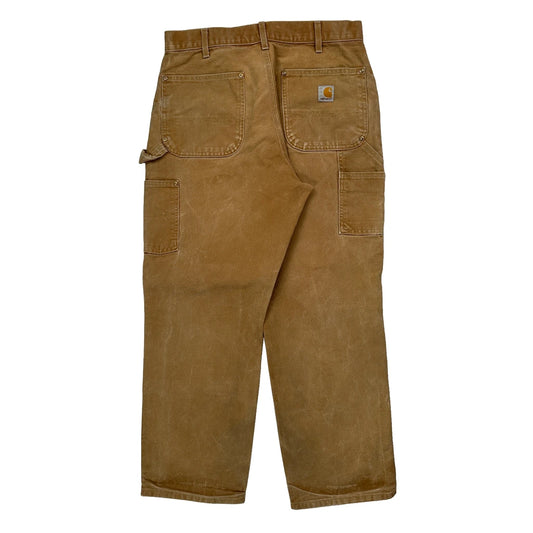 Made In USA Carhartt B01 Brn Double Knee Carpenter Trousers - 32W 29L Brown Cotton