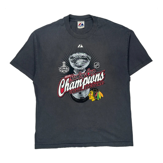 Made In USA Majestic Nhl T-Shirt - XL Grey Cotton