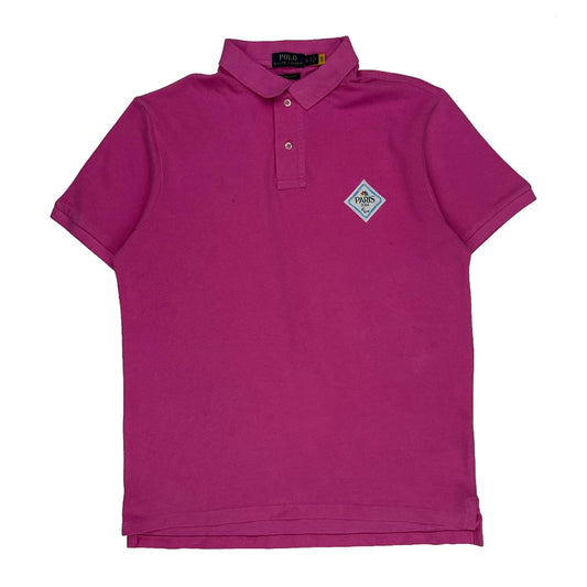 Polo By Ralph Lauren Slim Fit Polo Shirt - Large Pink Cotton