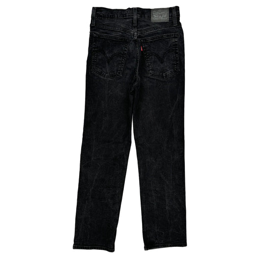 Levis Wedgie Straight Jeans - 27W UK 8 Black Cotton
