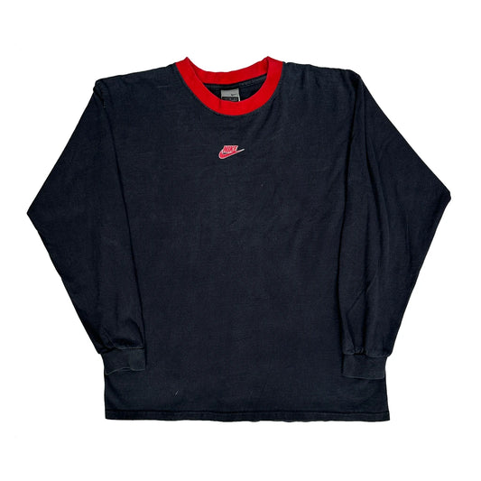 Nike Supreme Court Basketball Graphic Long Sleeve T-Shirt - Medium Black Cotton