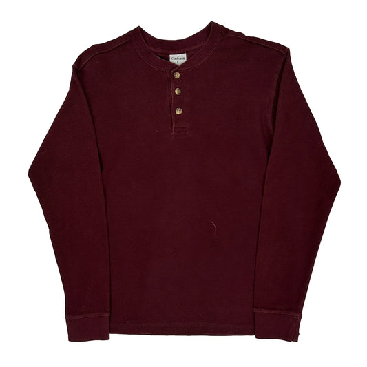 Carhartt Long Sleeve T-Shirt - Large Burgundy Cotton