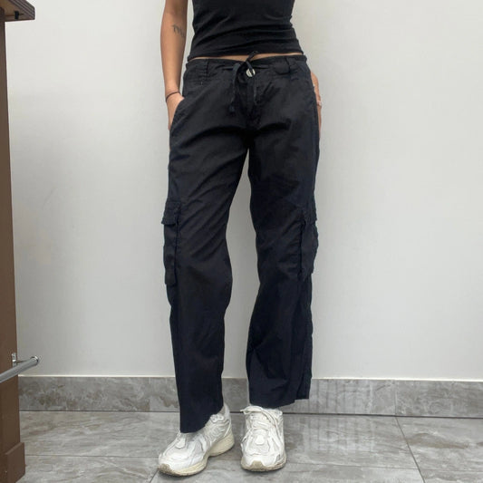 Vintage black Nadia Fassi Cargo Trousers - womens 30" waist