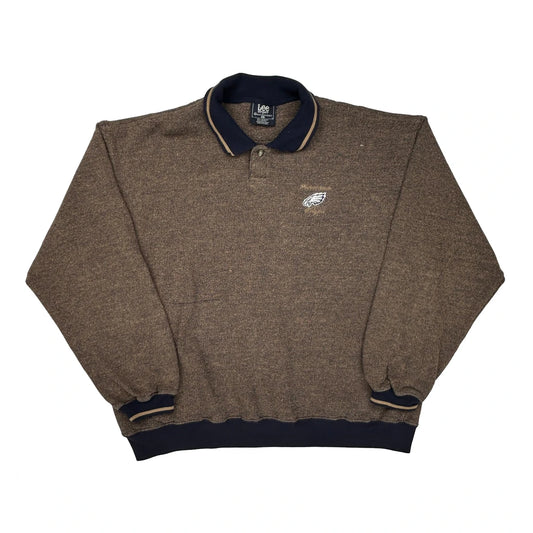 Vintage Eagles Lee Sport Polo Sweatshirt - Large Brown Polyester Blend