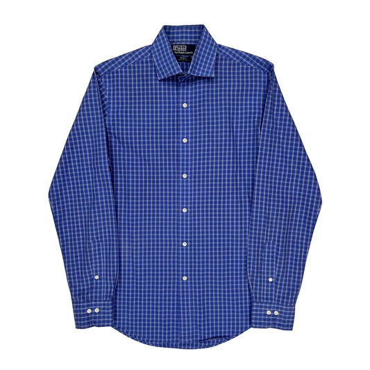 Vintage Regent Custom Fit Polo By Ralph Lauren Checked Shirt - Medium Blue Cotton