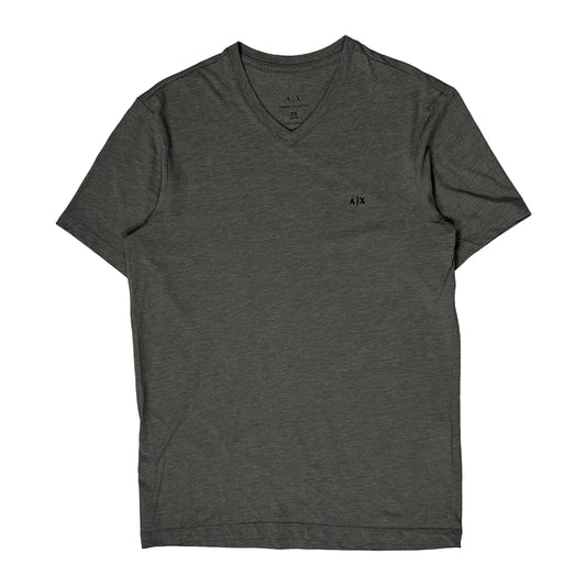 Armani Exchange V-Neck T-Shirt - XS Grey Cotton Blend