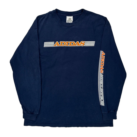 Adidas Spellout Long Sleeve T-Shirt - Large Navy Cotton
