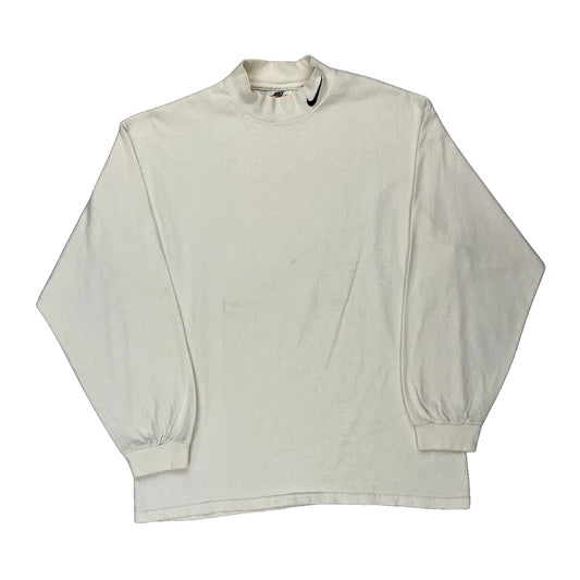 Made In Usa Nike Long Sleeve T-Shirt - Large White Cotton