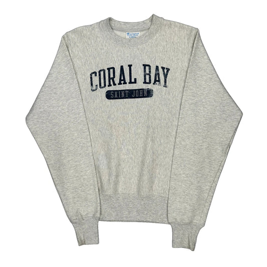 Vintage Coral Bay Saint John Champion Spellout Sweatshirt - XS Grey Cotton Blend