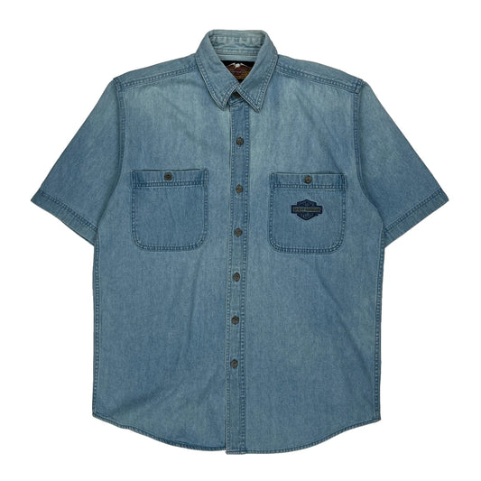 Harley Davidson Denim Shirt - Medium Blue Cotton