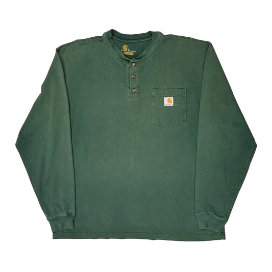 Carhartt Long Sleeve T-Shirt - Large Green Cotton