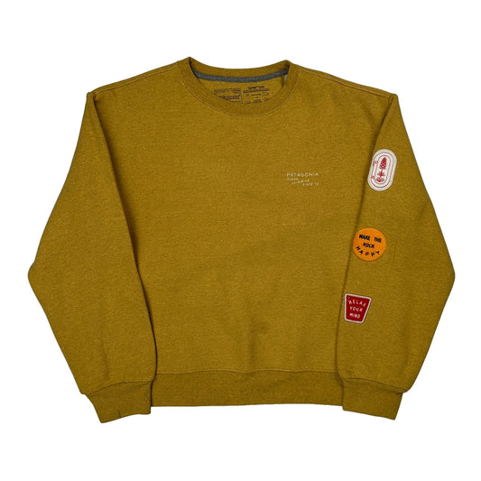 Uprisal Crew Patagonia Patched Sweatshirt - Small Yellow Cotton Blend