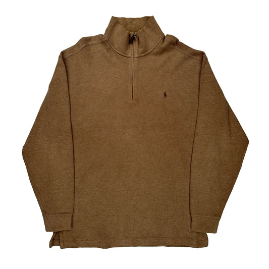 Polo By Ralph Lauren Tall 1/4 Zip - Large Brown Cotton