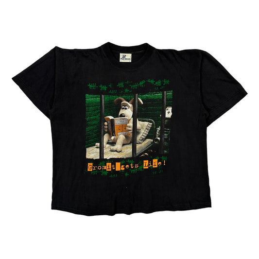 1989 Gromit Gets Life Aardman Cartoon T-Shirt - XL Black Cotton