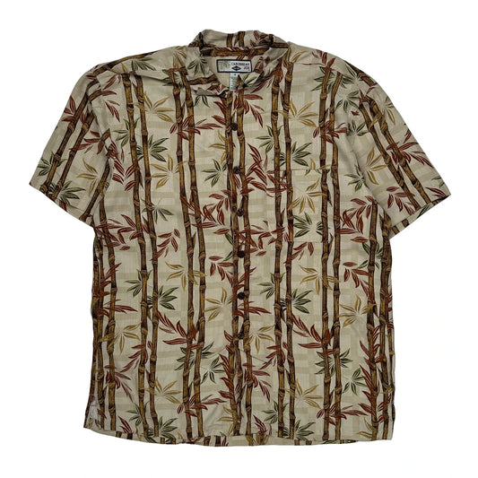 Caribbean Joe Floral Hawaiian Shirt - Medium Beige Viscose